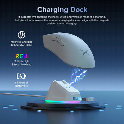 Ergonomic Wireless Gaming Mouse with RGB Charging Dock & Sensor