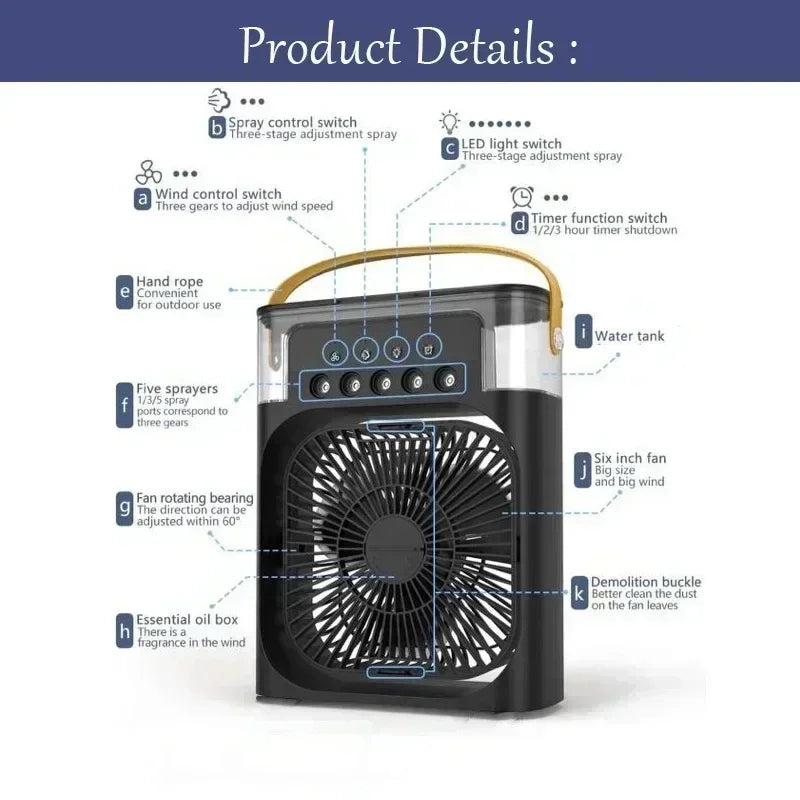 Portable 3 In 1 Air Conditioner Humidifier Fan